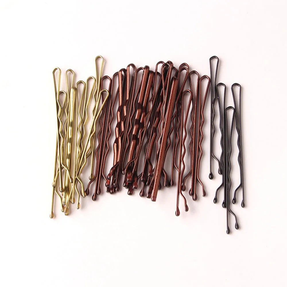 50-Piece Hair Clip Set – 4 Colors, 5cm Bobby Pins for Curly & Wavy Styles