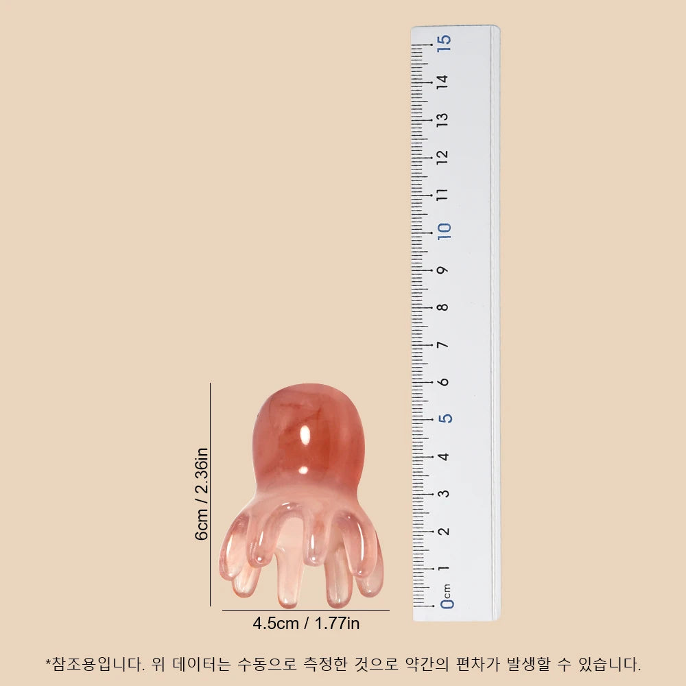 Cute Octopus Resin Scalp Massage Comb – Korean Hair Care Tool for Stress Relief, Anti-Hair Loss, and Portable Head Massage at Home or Travel