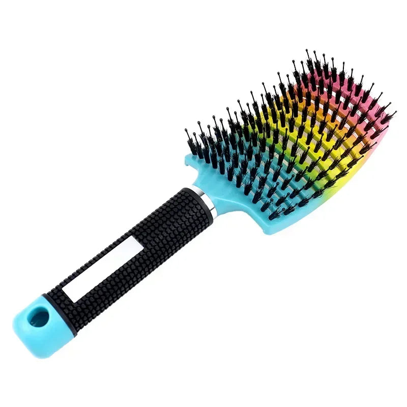 Exfoliating Hair Brush with Bristles – Professional Wet & Curly Hair Styling Tool, Ideal for Natural Hair and Real Hair Wigs