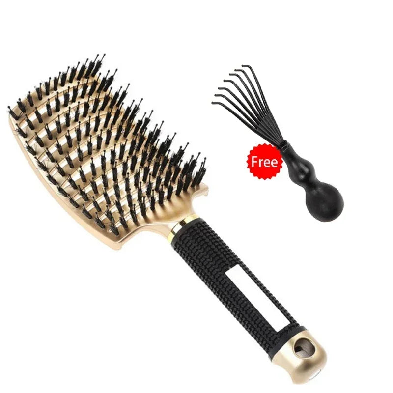 Exfoliating Hair Brush with Bristles – Professional Wet & Curly Hair Styling Tool, Ideal for Natural Hair and Real Hair Wigs