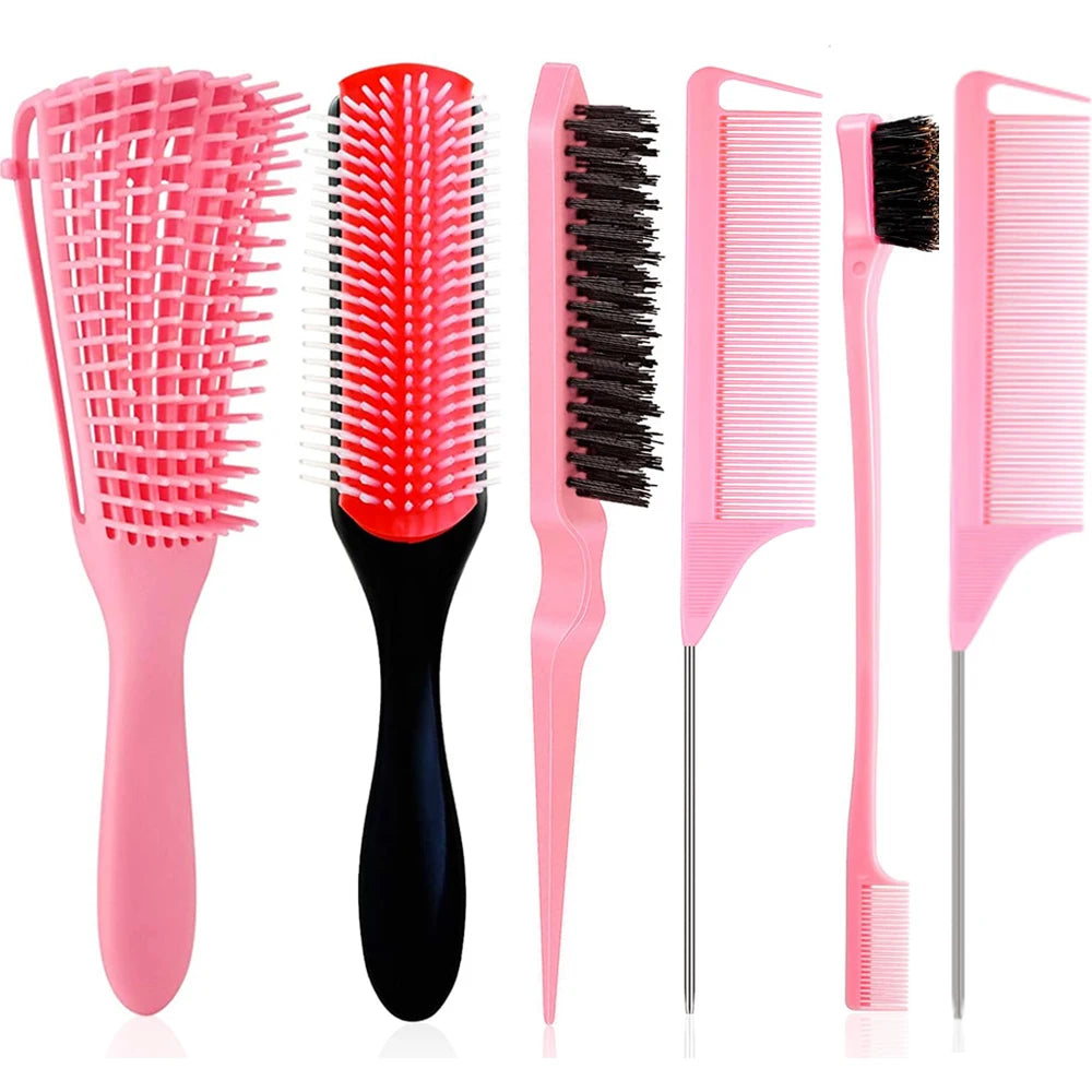 Piece Flexible Detangling Brush Set for curly wet/dry hair, easy to style and clean.