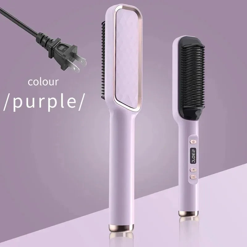 Electric Hair Straightening & Curling Brush – Multifunction Hot Comb