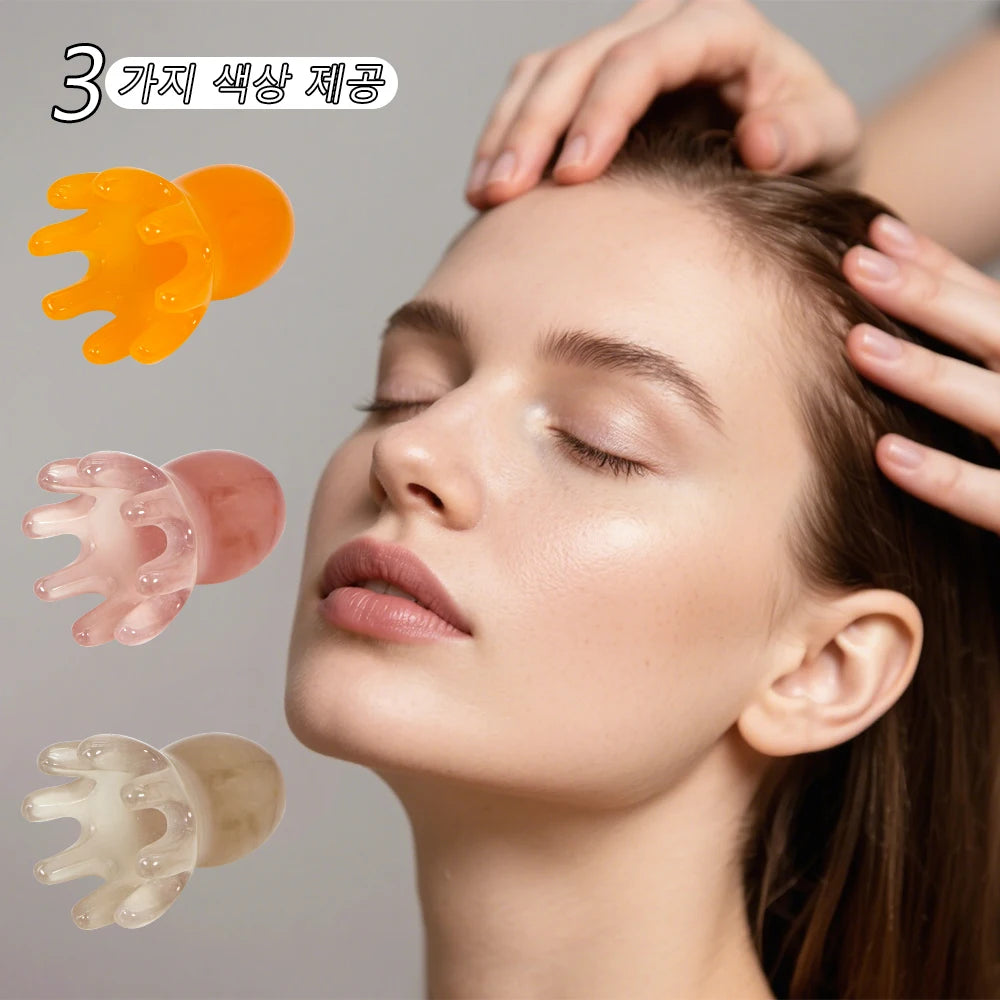 Cute Octopus Resin Scalp Massage Comb – Korean Hair Care Tool for Stress Relief, Anti-Hair Loss, and Portable Head Massage at Home or Travel