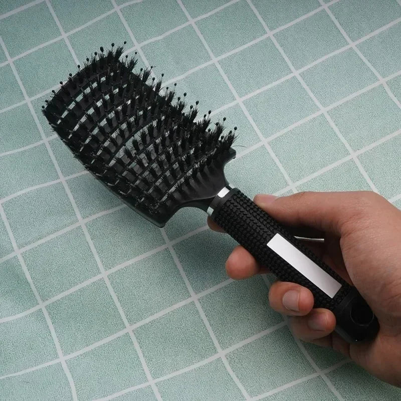 Exfoliating Hair Brush with Bristles – Professional Wet & Curly Hair Styling Tool, Ideal for Natural Hair and Real Hair Wigs