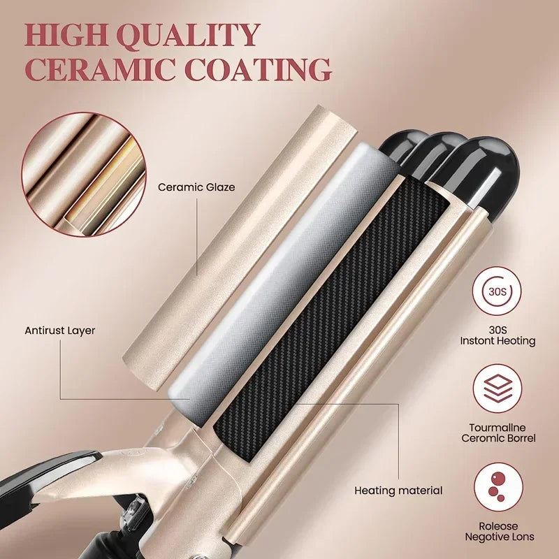 3 Barrel Hair Curling Iron for Beach Waves