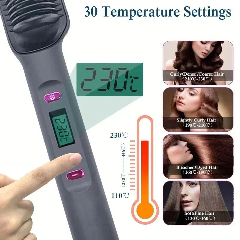 Electric Hair Straightening & Curling Brush – Multifunction Hot Comb