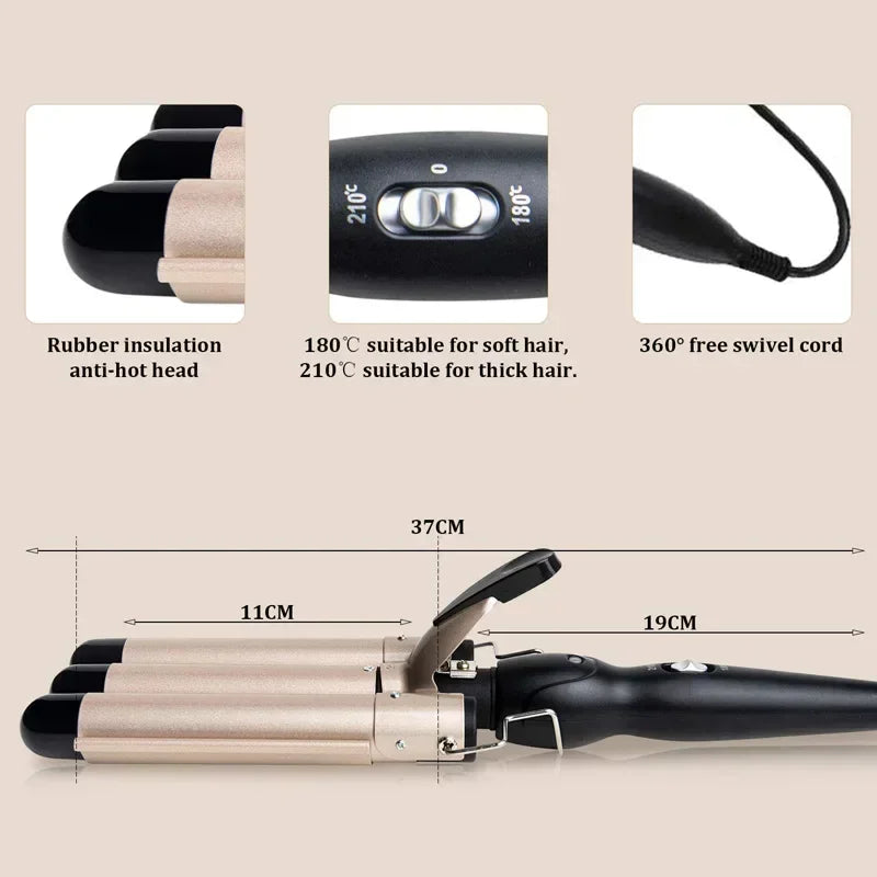 3 Barrel Hair Curling Iron for Beach Waves