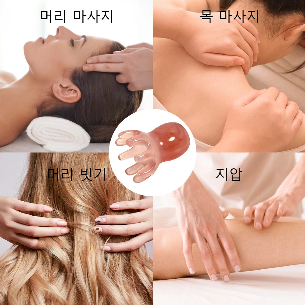 Cute Octopus Resin Scalp Massage Comb – Korean Hair Care Tool for Stress Relief, Anti-Hair Loss, and Portable Head Massage at Home or Travel