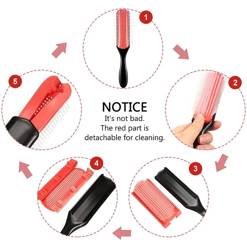 9-Row Detangling Hair Brush – Wet & Dry Hair Detangler with Scalp Massage, Perfect for Curly Hair, Women & Men, Salon Quality