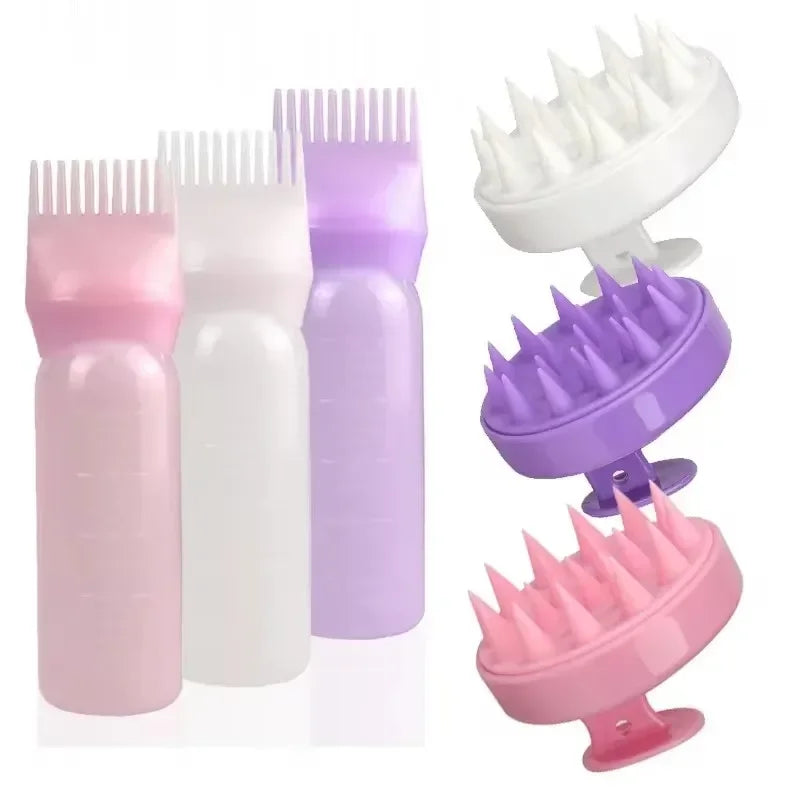 Silicone Shampoo & Scalp Massage Brush – Hair Dye, Oil Applicator, and Styling Tool for Salon or Home Use