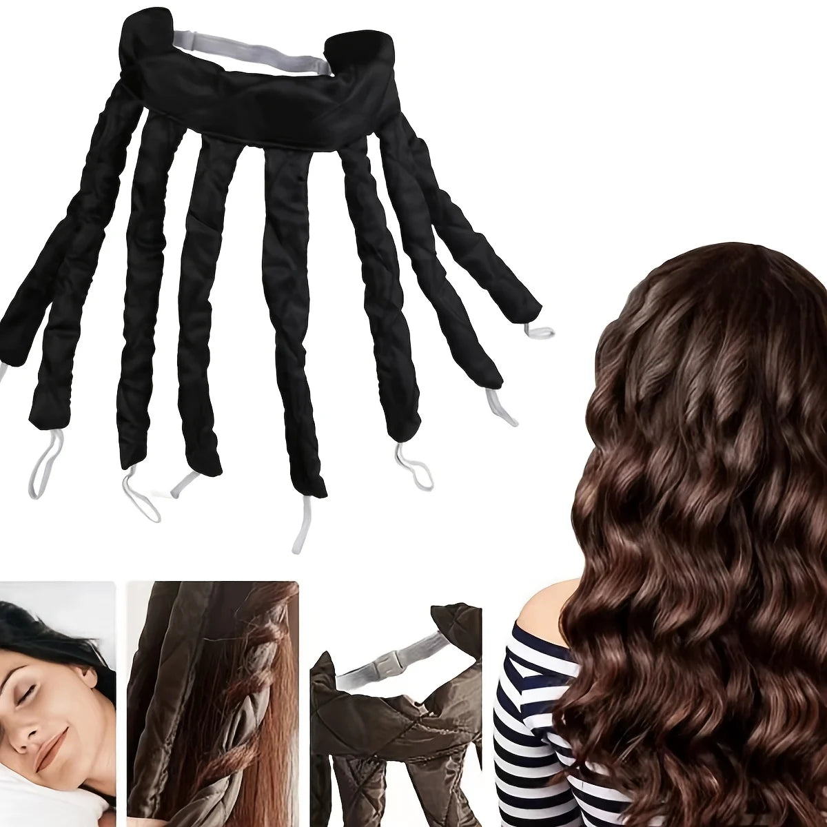 1pc Soft No-Heat Octopus Hair Curler – Overnight Hairstyling Band for Long Hair, Creates Heat-Free Curls