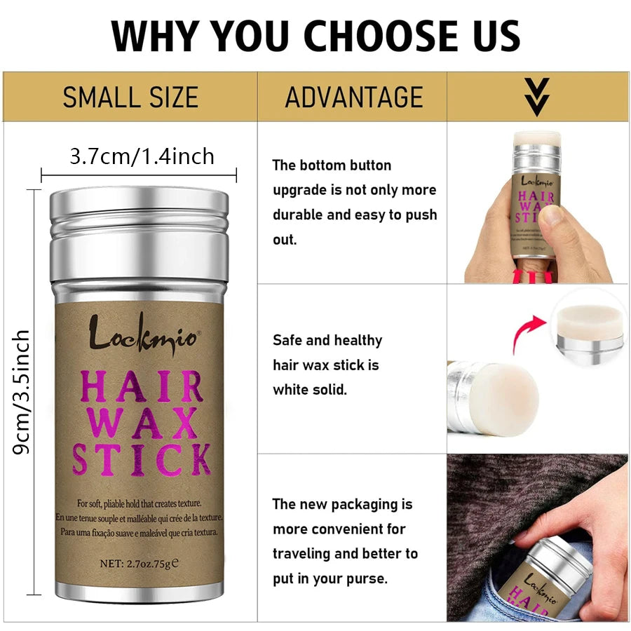 LOCKMIO Women’s Hair Wax Stick – Anti-Frizz Styling Wax for Wigs, Flyaways, and Smooth, Long-Lasting Hair Control