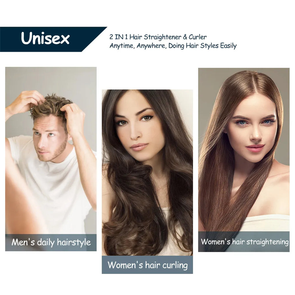 CkeyiN 2-in-1 Mini Hair Straightener & Curler – Portable with Constant Temperature