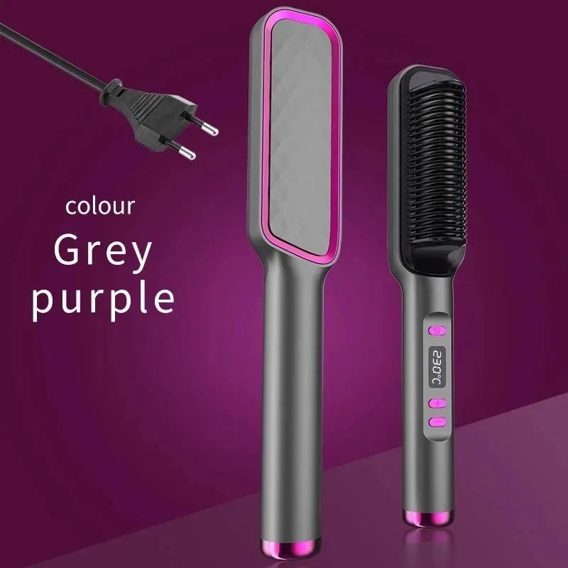 Electric Hair Straightening & Curling Brush – Multifunction Hot Comb