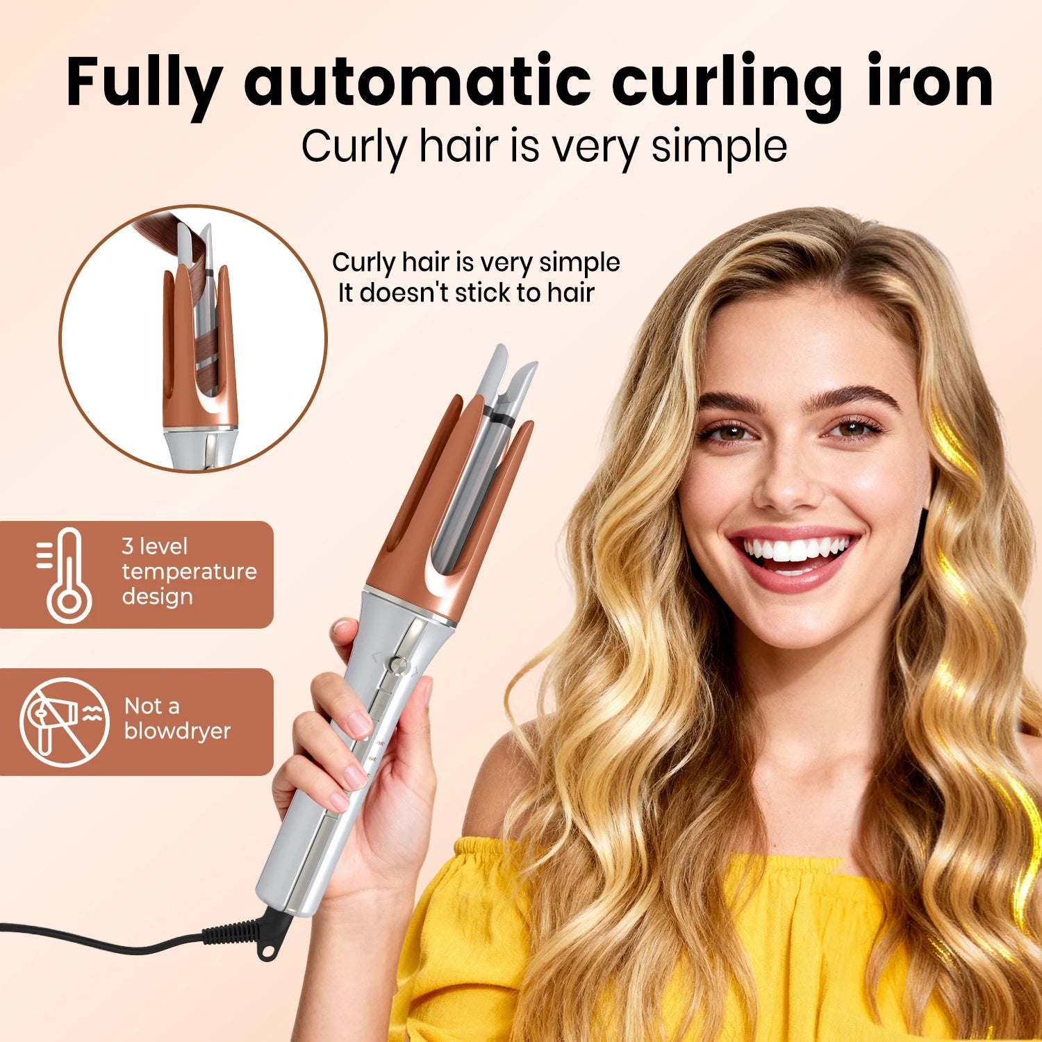 Automatic Rotating Hair Curler with Ceramic Barrel