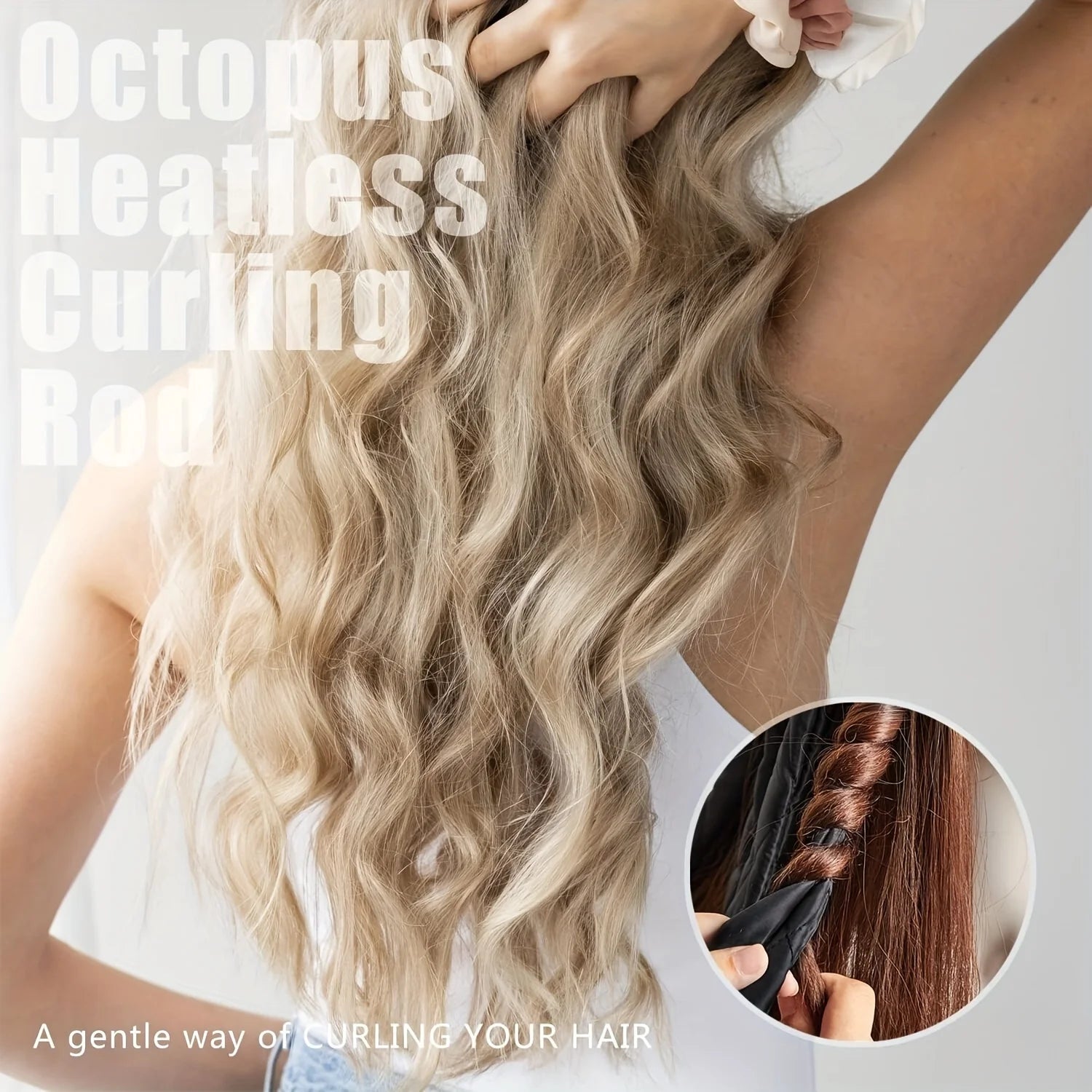 1pc Soft No-Heat Octopus Hair Curler – Overnight Hairstyling Band for Long Hair, Creates Heat-Free Curls