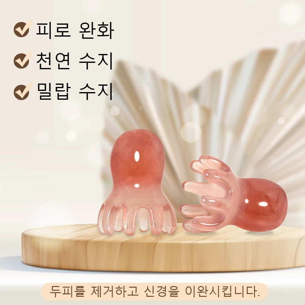 Cute Octopus Resin Scalp Massage Comb – Korean Hair Care Tool for Stress Relief, Anti-Hair Loss, and Portable Head Massage at Home or Travel