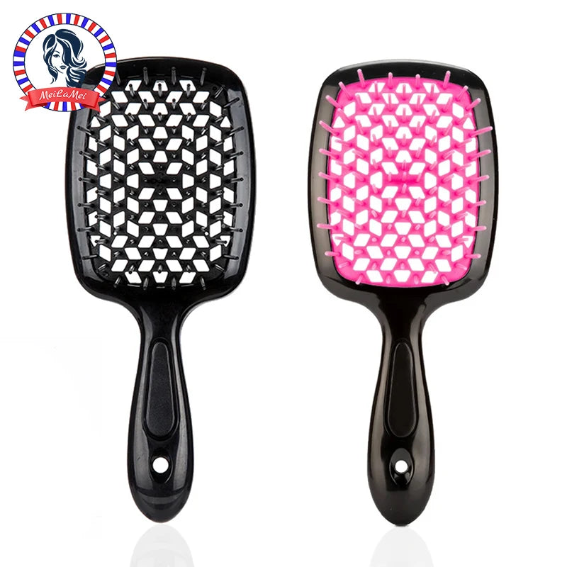 Fluffy Mesh Hair Comb – Detangling & Scalp Massage Brush for Wet or Dry Hair, Ideal for Salon and DIY Styling