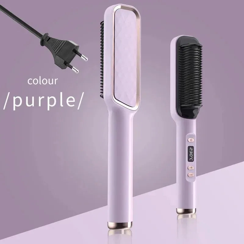 Electric Hair Straightening & Curling Brush – Multifunction Hot Comb