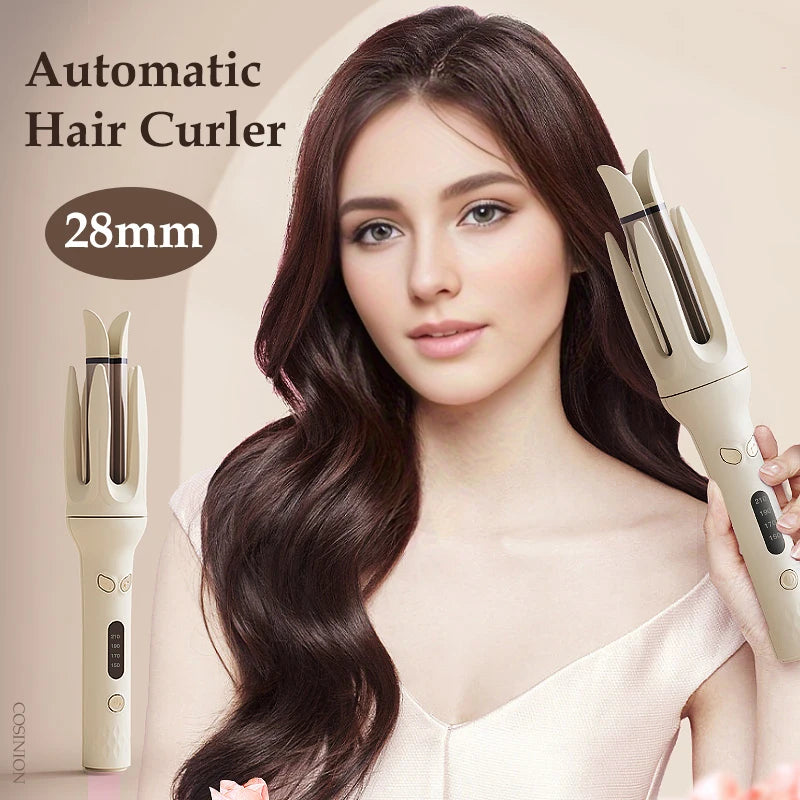 28mm Automatic Hair Curler with Negative Ion Technology – Rotating Ceramic Styling Tool for Smooth, Tangle-Free, Long-Lasting Waves