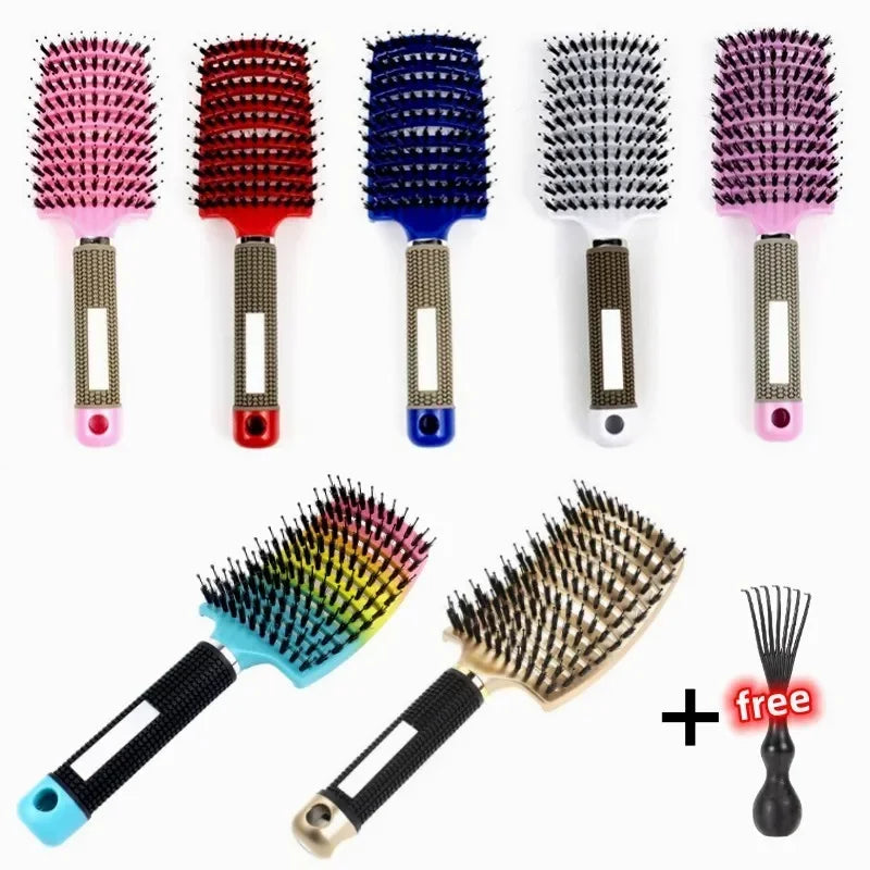 Exfoliating Hair Brush with Bristles – Professional Wet & Curly Hair Styling Tool, Ideal for Natural Hair and Real Hair Wigs