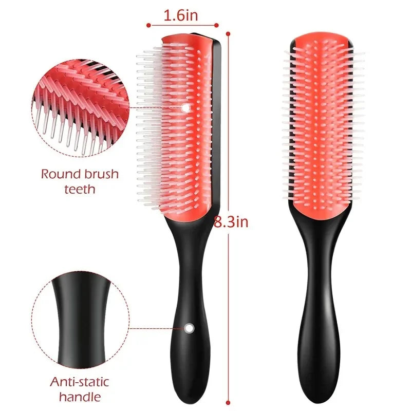 9-Row Detangling Hair Brush – Wet & Dry Hair Detangler with Scalp Massage, Perfect for Curly Hair, Women & Men, Salon Quality