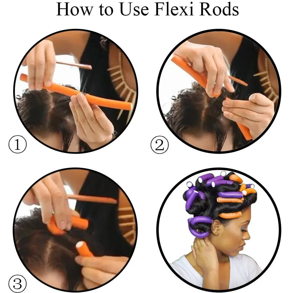 10 Piece Soft Foam Flexible Hair Curlers – No-Heat Twist & Style Rollers
