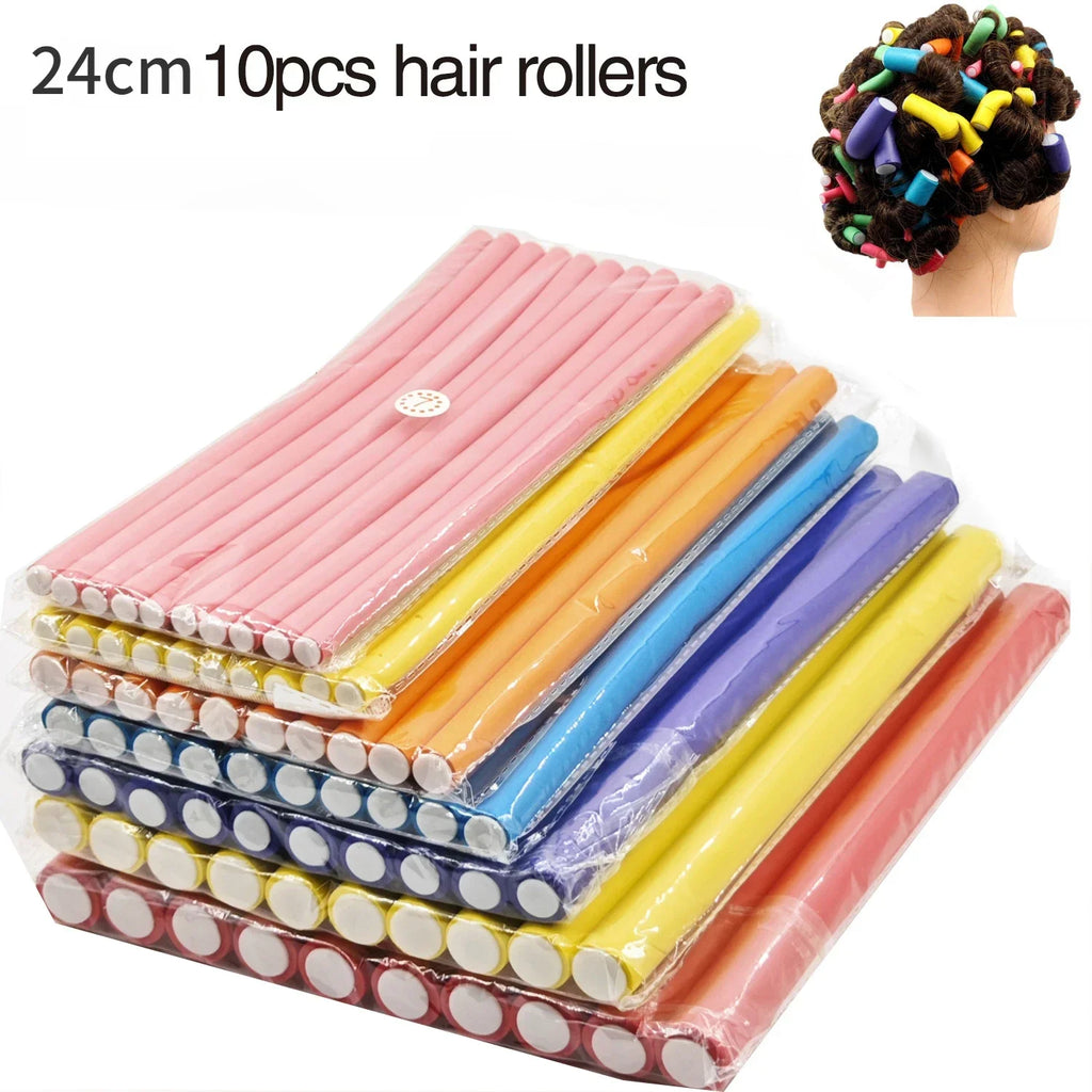 10 Piece Soft Foam Flexible Hair Curlers – No-Heat Twist & Style Rollers